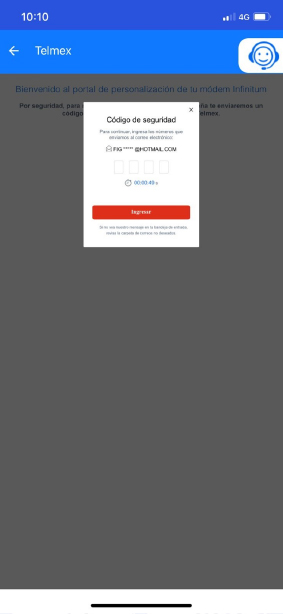 App Telmex Código de Seguridad
