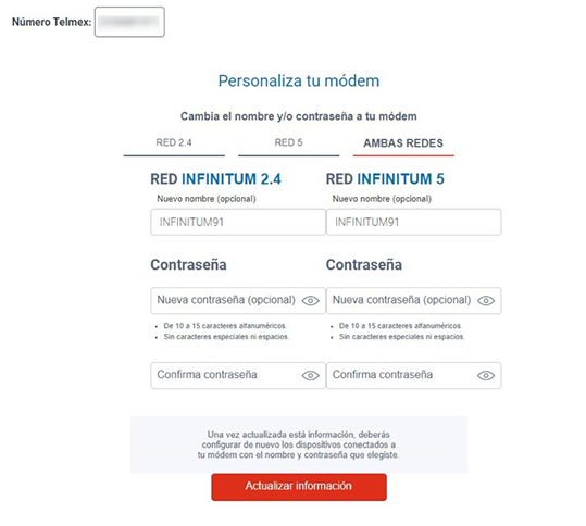 Personaliza tu módem. Red 2.4 y 5