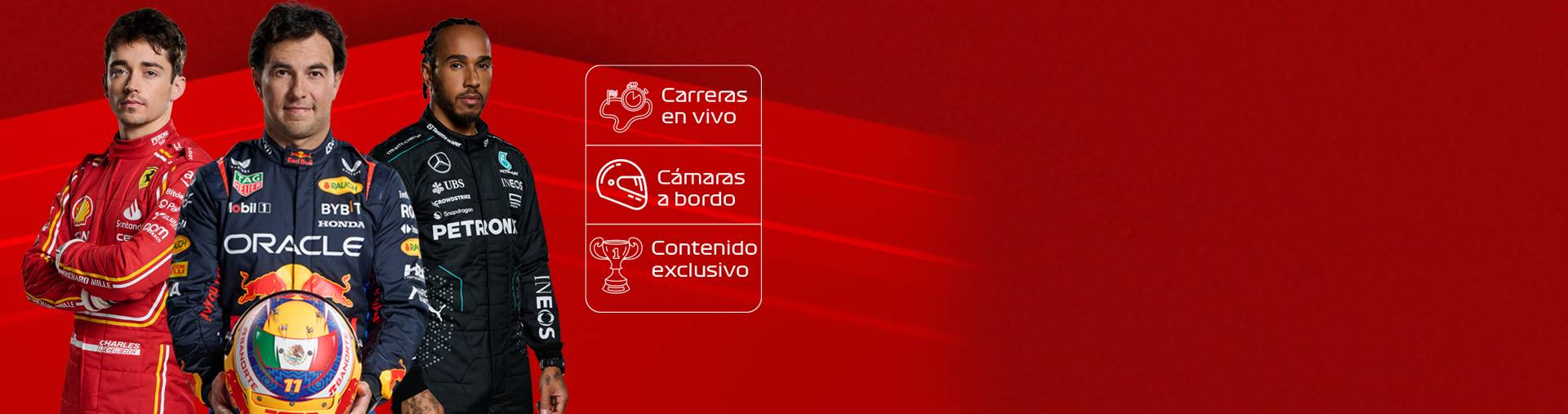 carreras en vivo, cámaras a bordo, contenido exclusivo